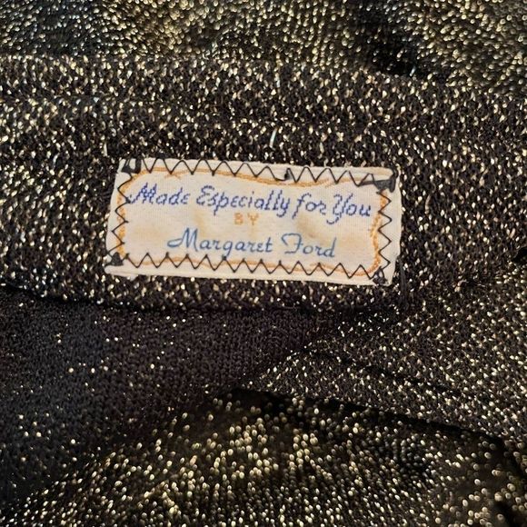 70's VINTAGE Handmade Black/Gold Metallic Tunic - Picture 4 of 4